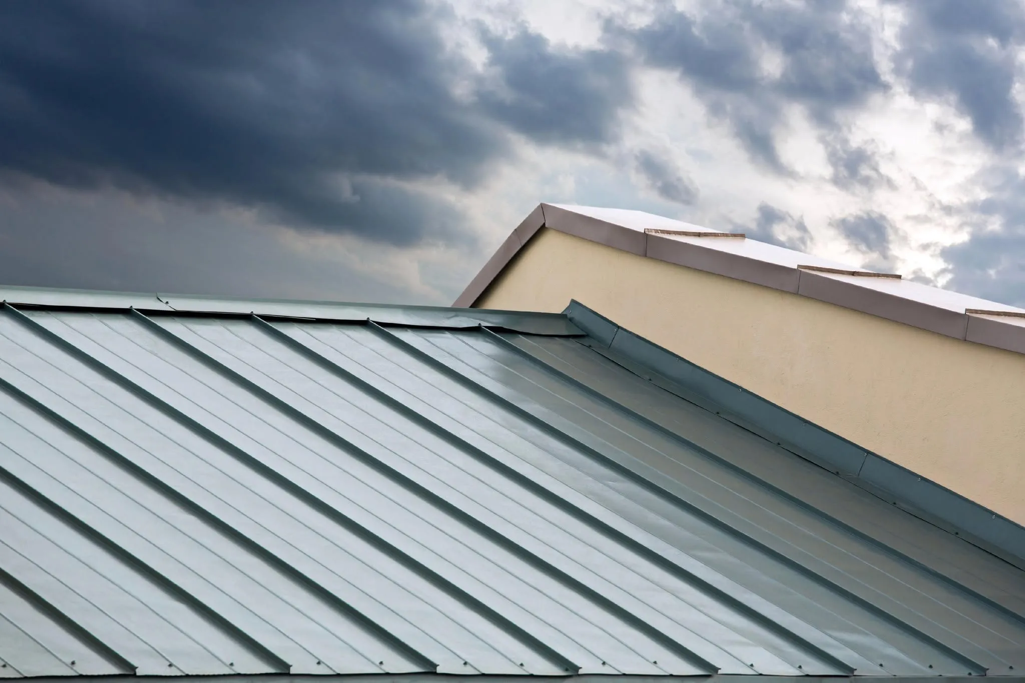 Metal standing seam roof closeup in La Mesa CA – professional roof repair services for residential and commercial properties